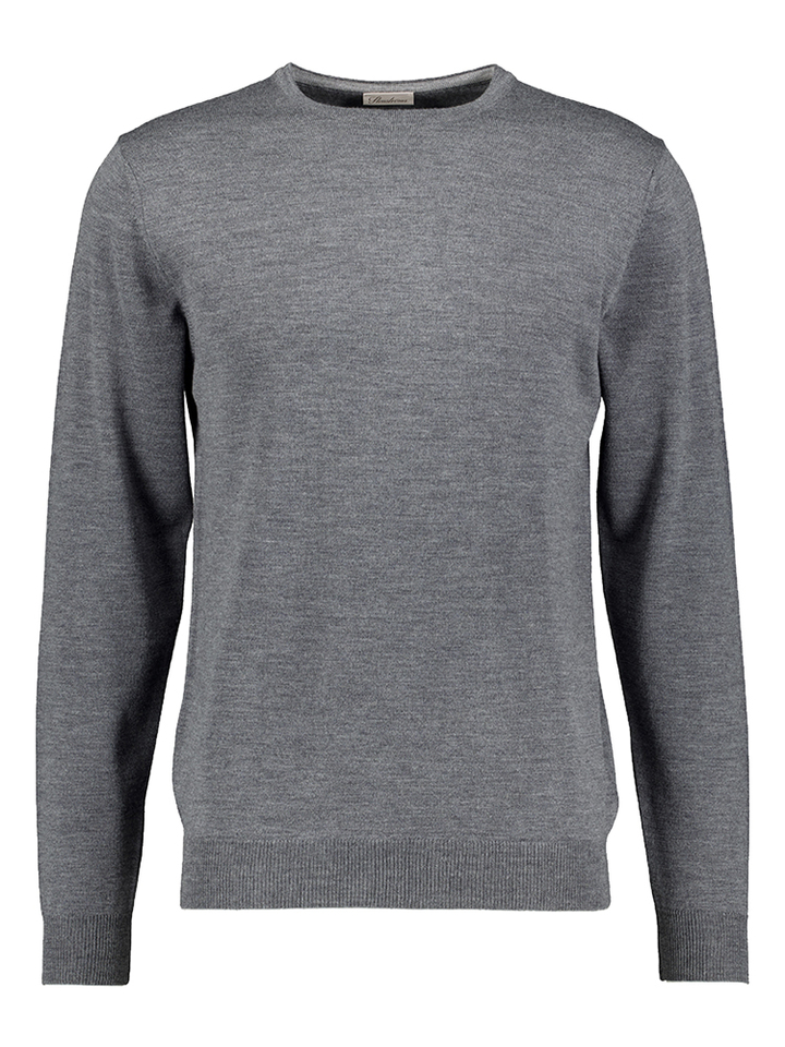 Grijze pull met detail aan de elleboog Stenströms