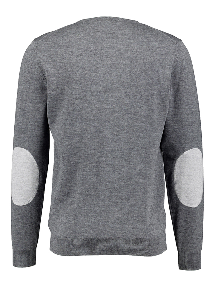 Grijze pull met detail aan de elleboog Stenströms