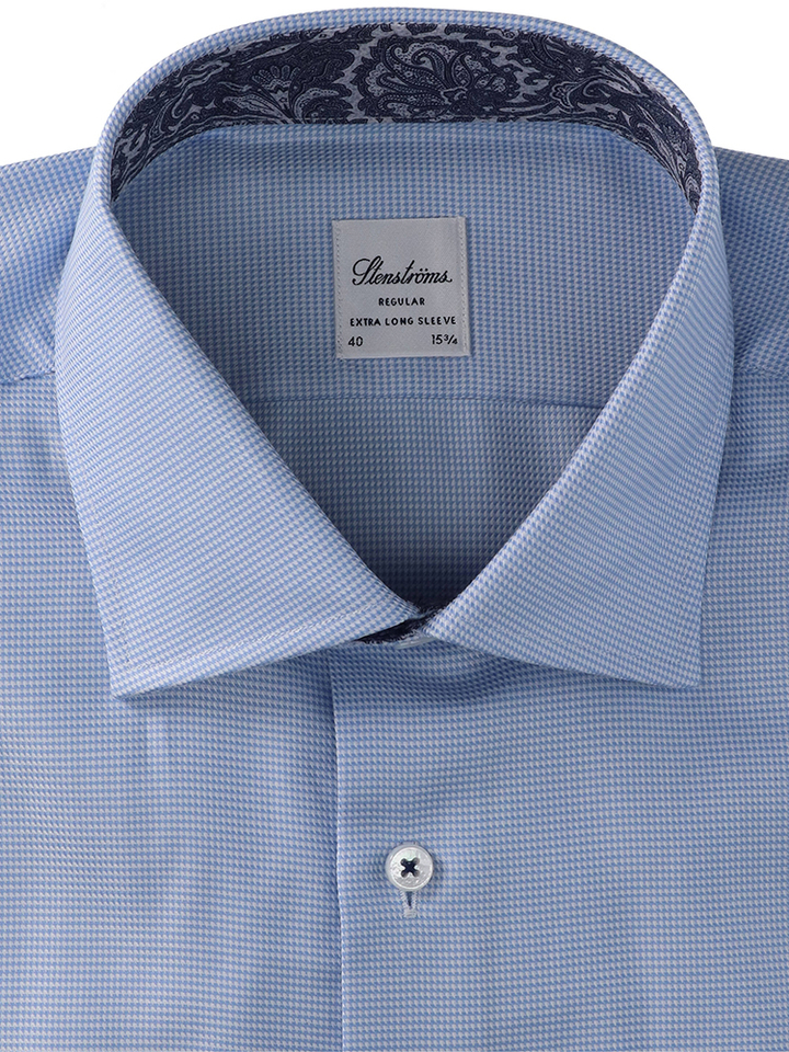 Wit katoenen hemd (regular fit) met details en extra lange mouwen Stenströms 