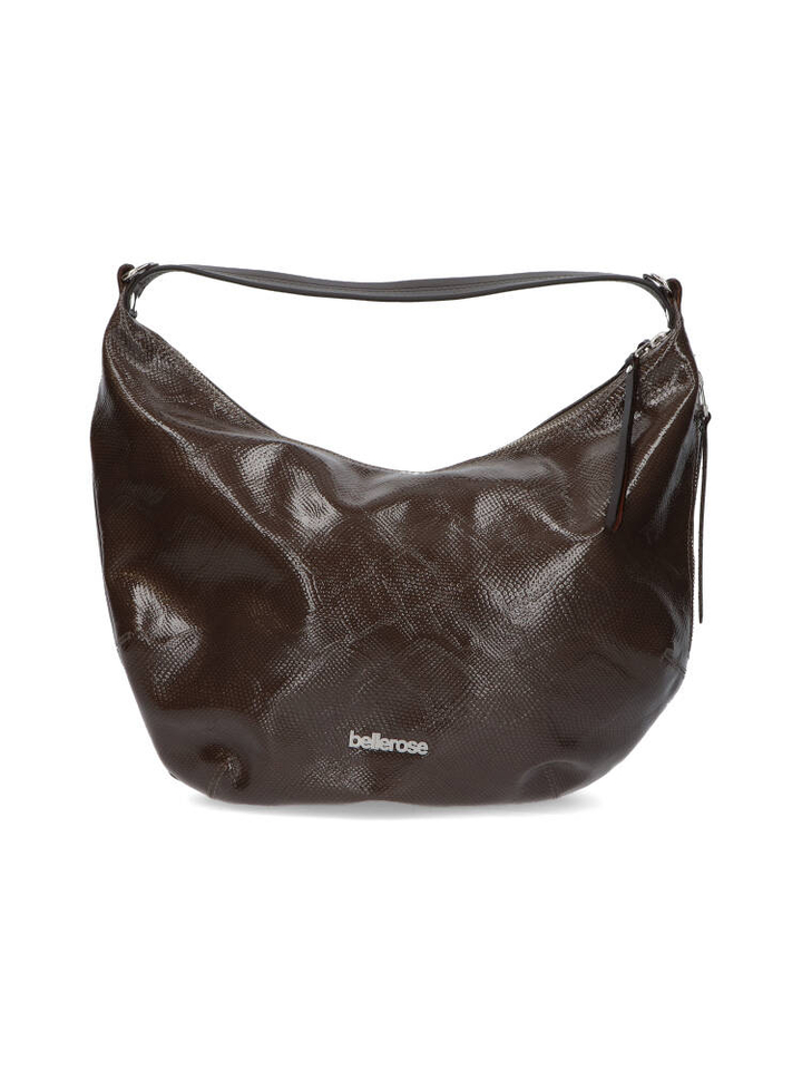 Bruine lak schoudertas met logo Bellerose