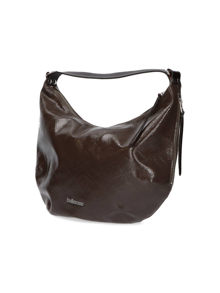 Bruine lak schoudertas met logo Bellerose