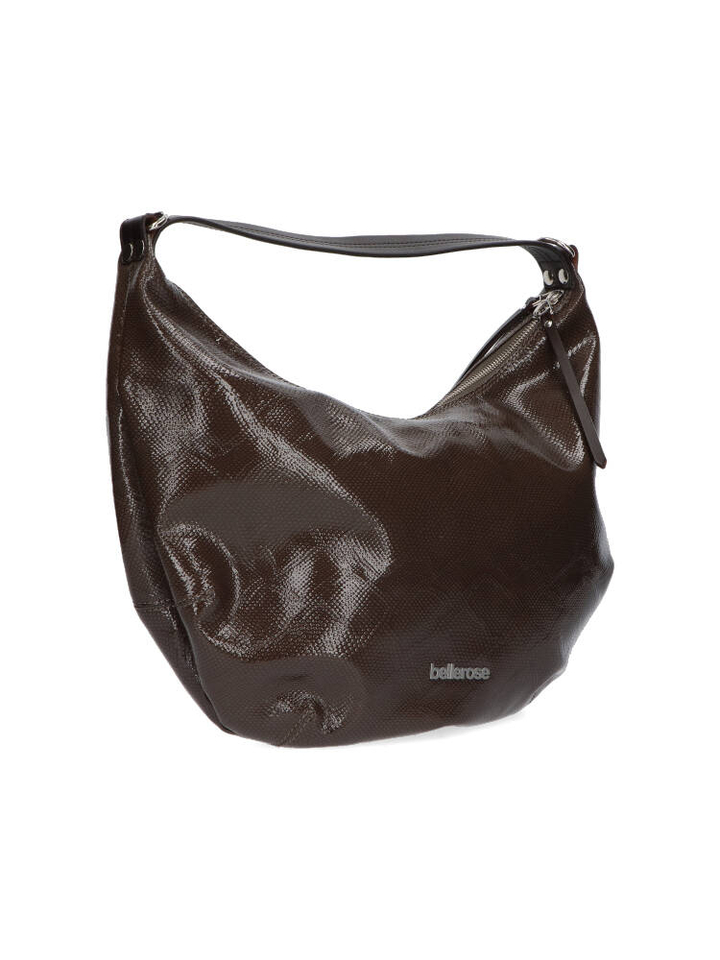 Bruine lak schoudertas met logo Bellerose