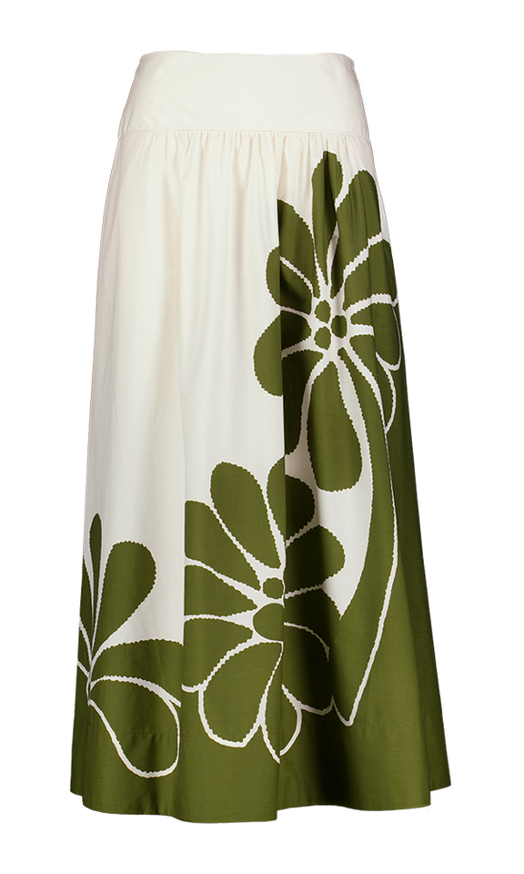 Ecru groene rok met bloemenprint Farm Rio