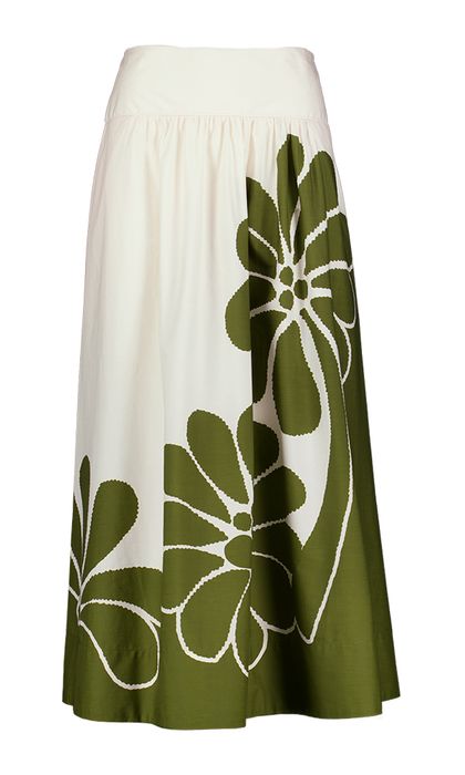 Ecru groene rok met bloemenprint Farm Rio
