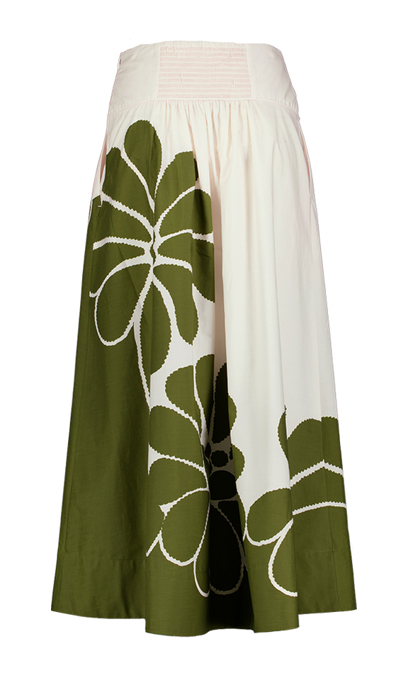 Ecru groene rok met bloemenprint Farm Rio