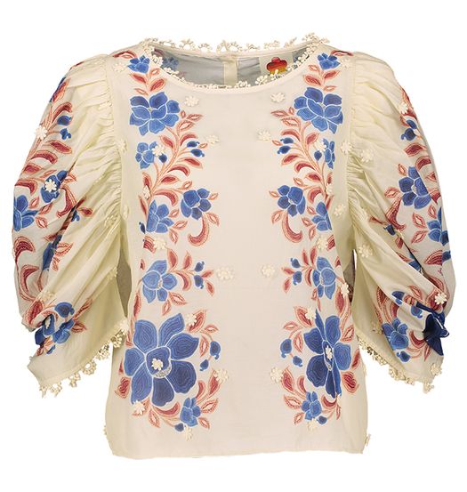 Multi-color bloes met bloemenprint en pofmouw Farm Rio