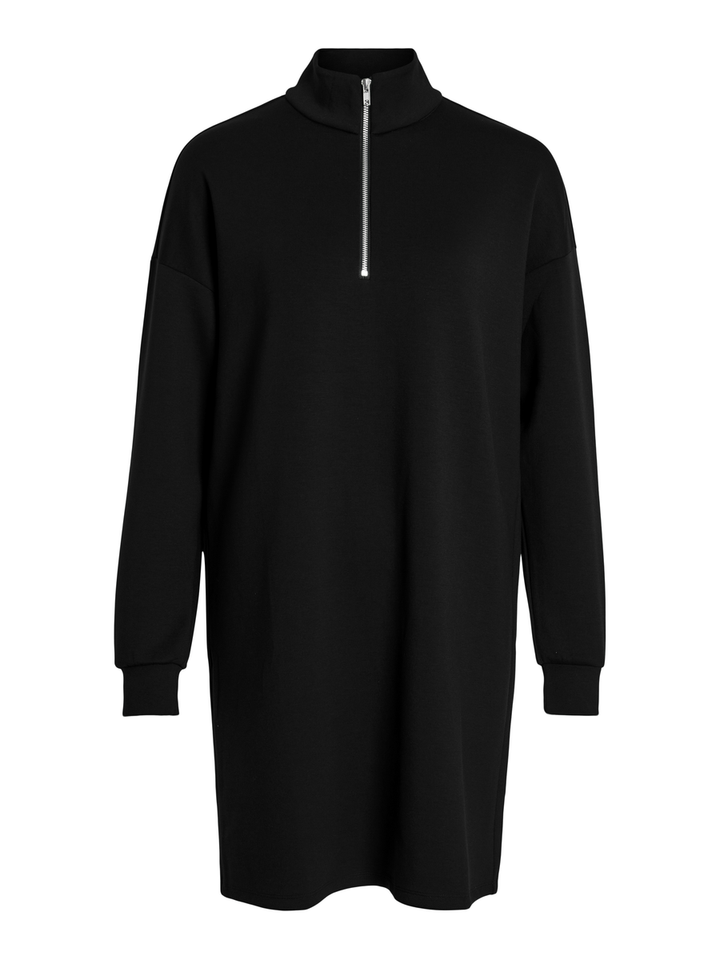 Zwarte losse sweater jurk met korte rits Visandy Vila