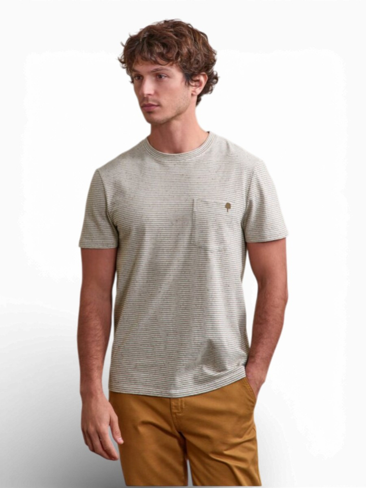 T-shirt met bruine strepen Faguo 