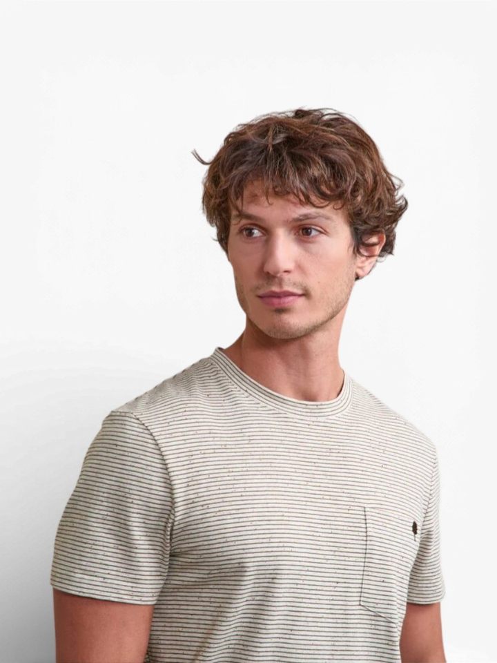 T-shirt met bruine strepen Faguo 