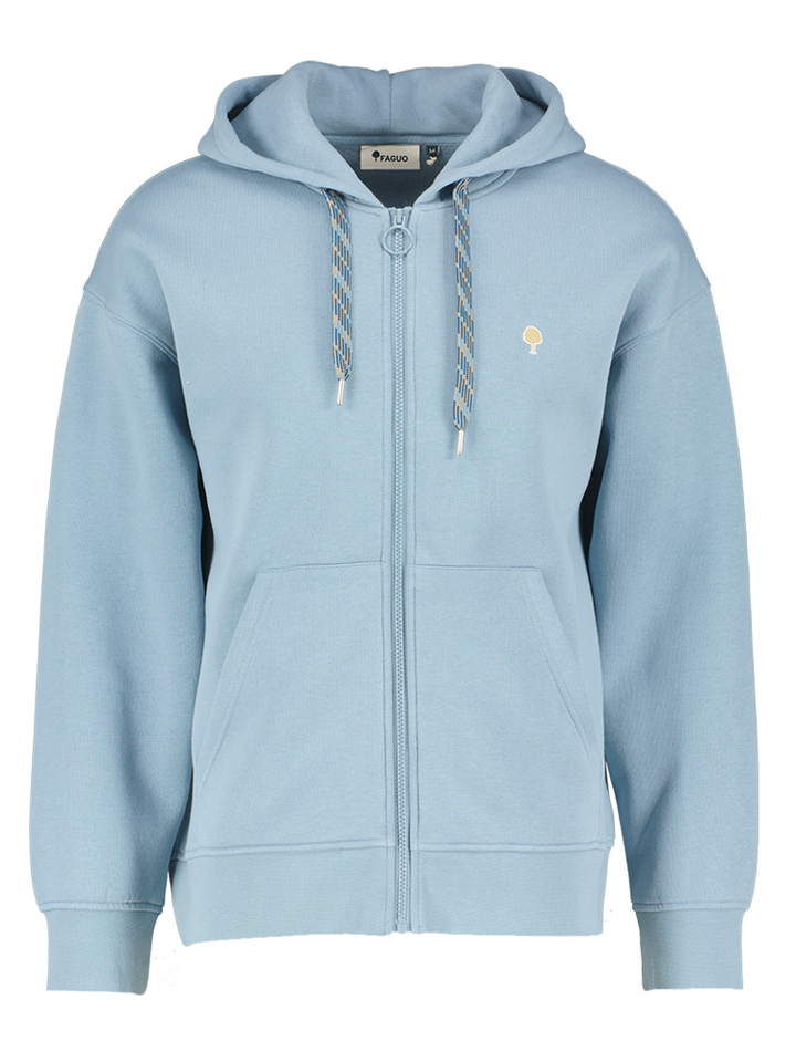 Licht blauwe sweater met erits en kap Faguo