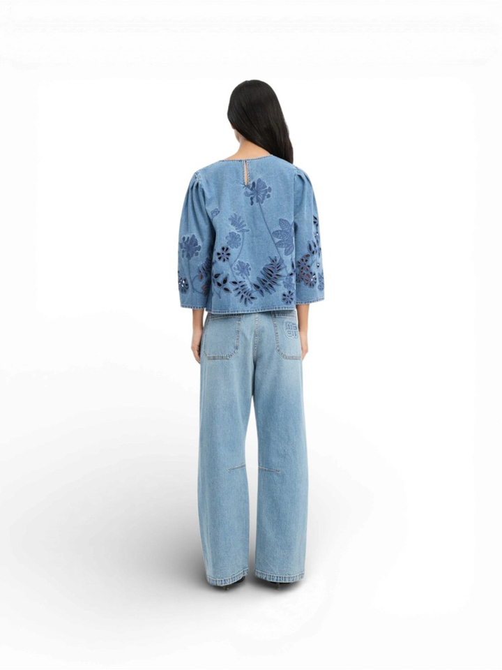 Denim Blouse met transparante motieven Bramble Munthe