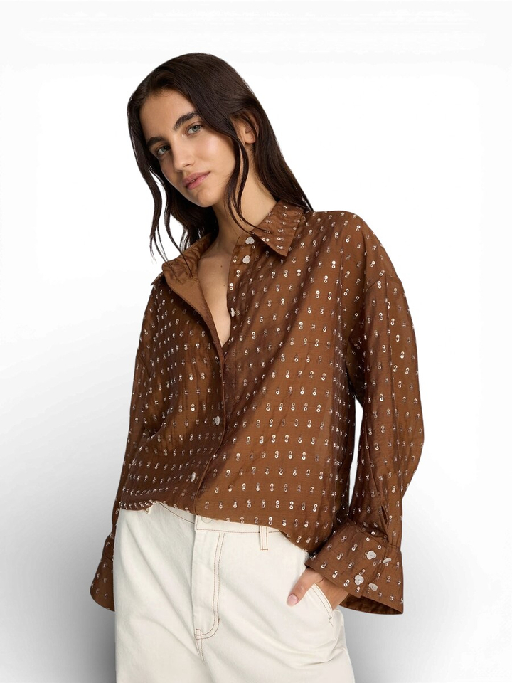 Bruine Blouse met gliters Bjarka Munthe