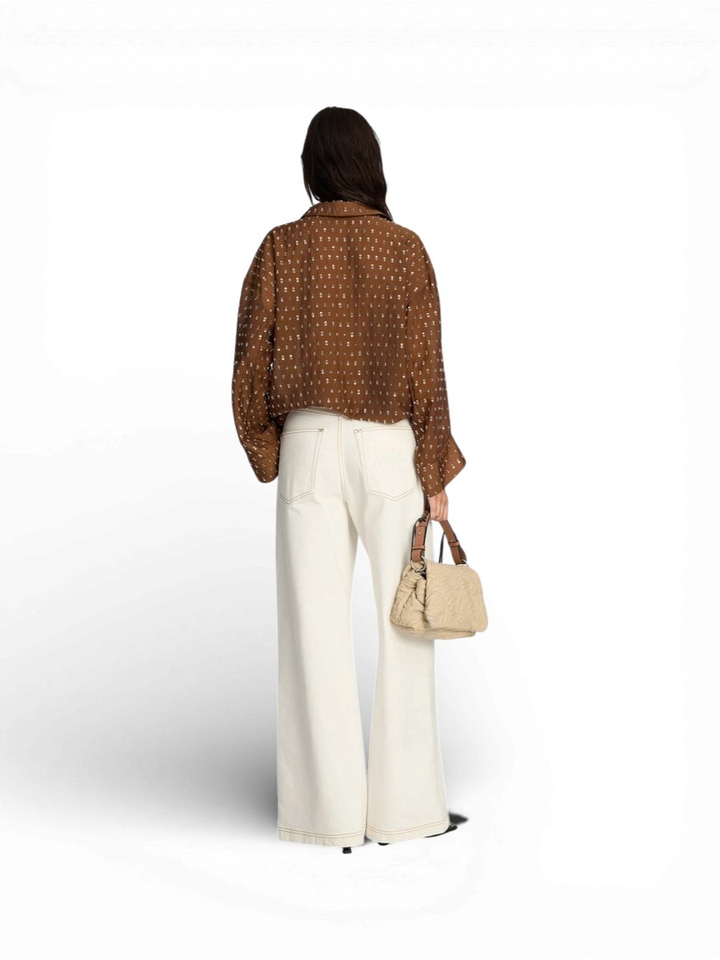 Bruine Blouse met gliters Bjarka Munthe