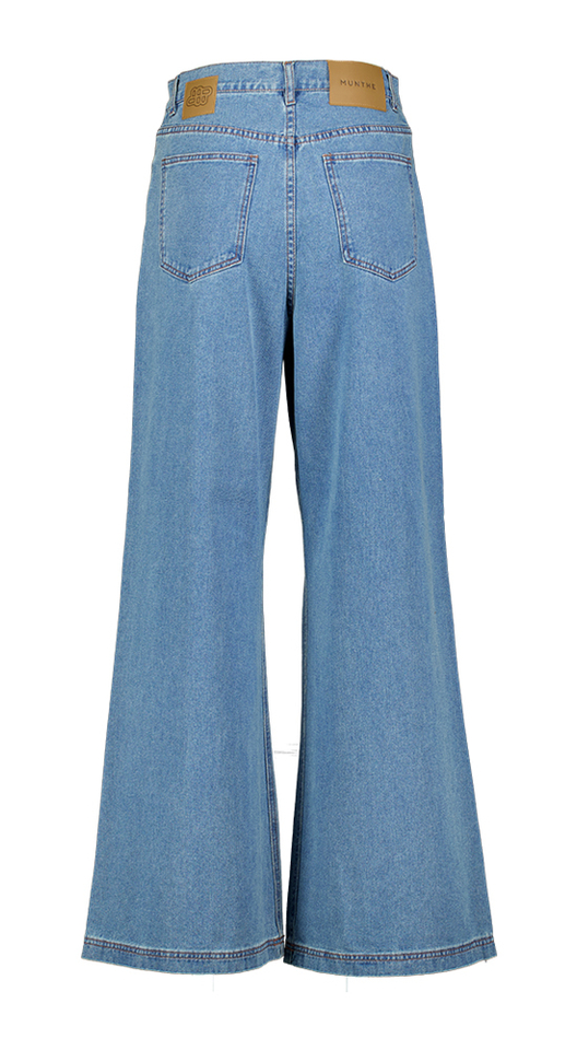 Blauwe flared jeans met broderie detail Ecube Munthe