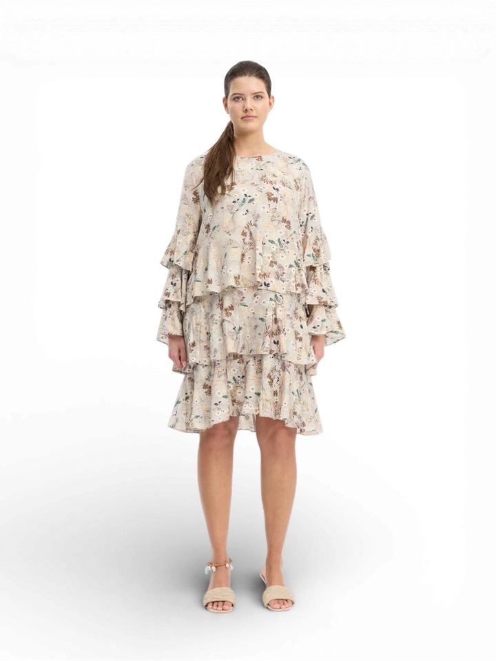 Beige bloemenjurk Brazos Munthe