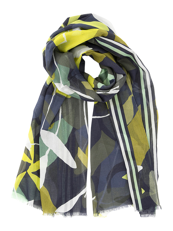 Blauwe sjaal met groene print Gerry Weber