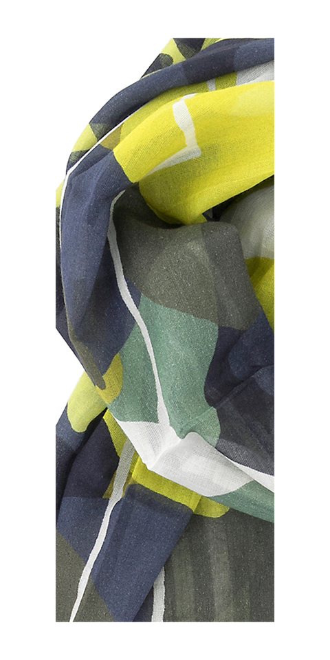 Blauwe sjaal met groene print Gerry Weber