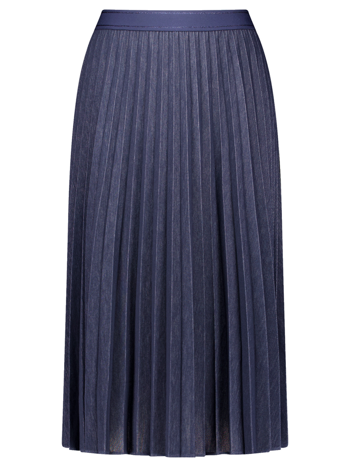 Donkerblauwe lange plooirok in jeanslook Gerry Weber 