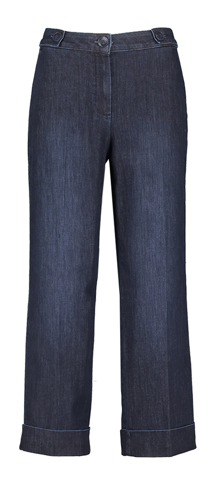Donkerblauwe straight jeans met omslag Gerry Weber
