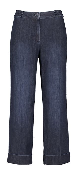 Donkerblauwe straight jeans met omslag Gerry Weber