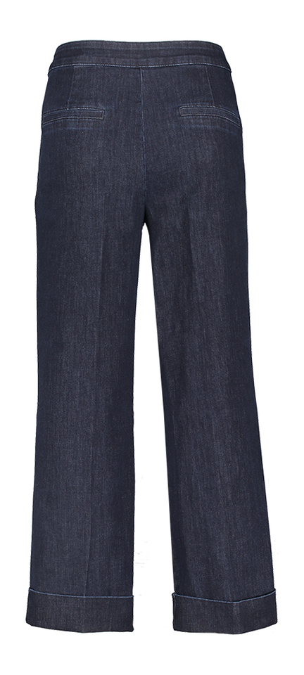 Donkerblauwe straight jeans met omslag Gerry Weber