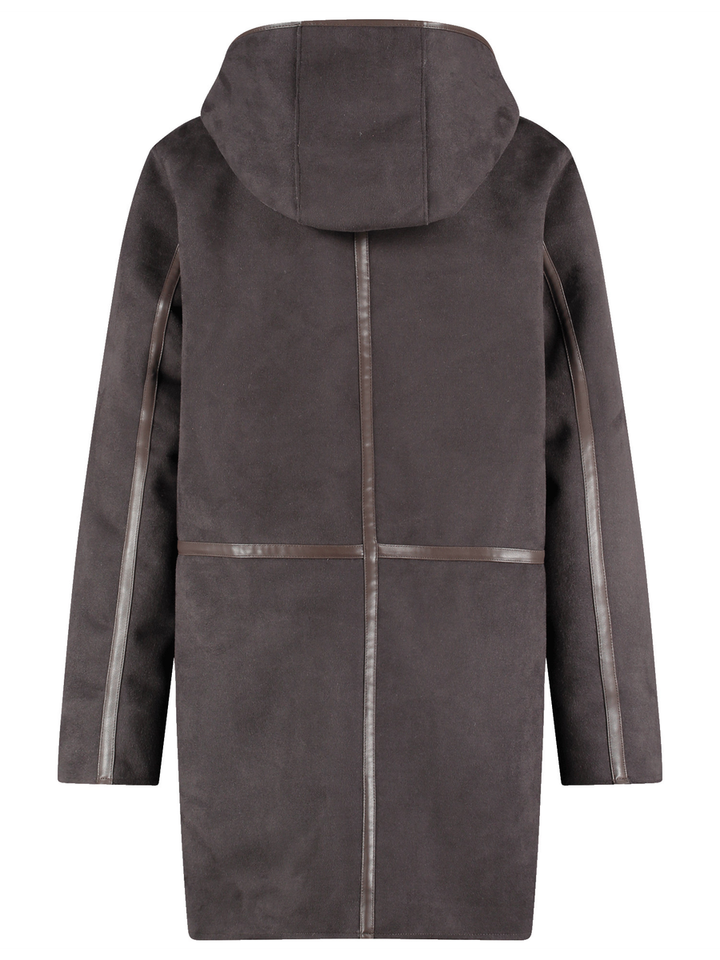 Bruine jas in suede met imitatiebont Gerry Weber