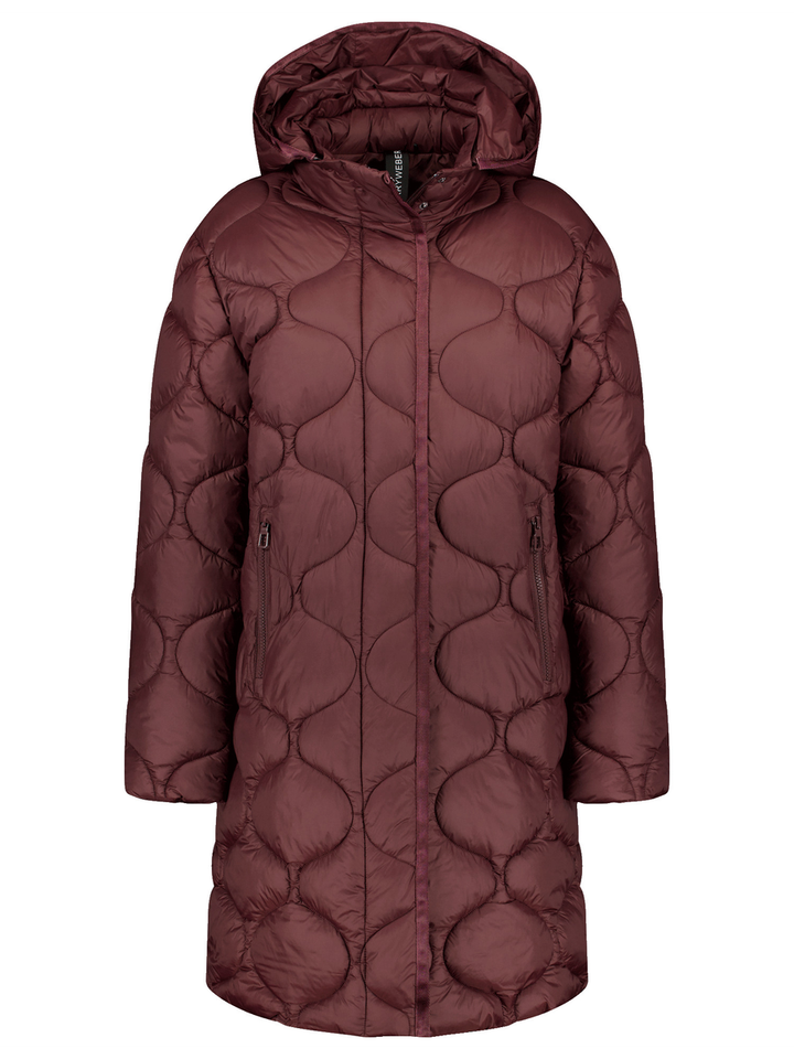 Bordeaux lange padded jas met afritsbare kap Marsala Gerry Weber