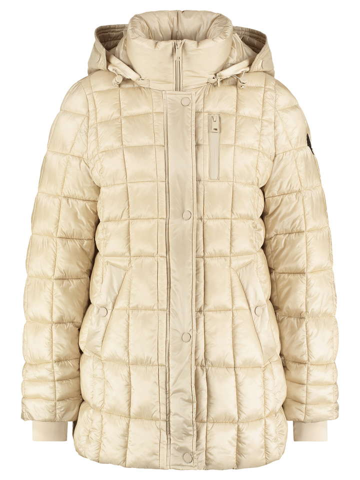 Beige puffer jacket met rits en kap Taupe Gerry Weber
