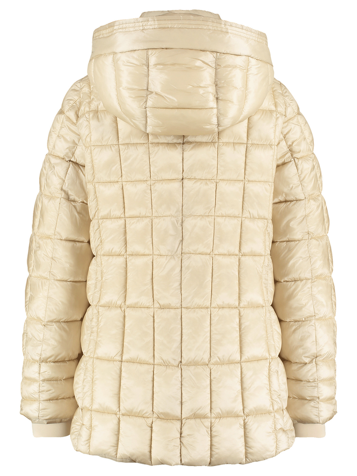 Beige puffer jacket met rits en kap Taupe Gerry Weber