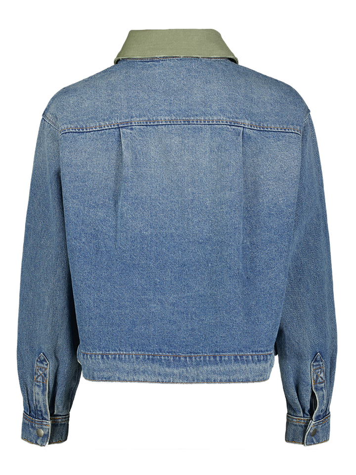 Blauwe jeansjas met groene kraag Vigilio Ba&sh