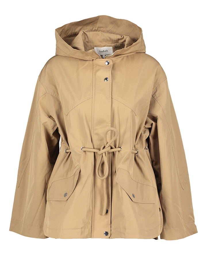 Beige halflange jas met kap Ilio BA&SH