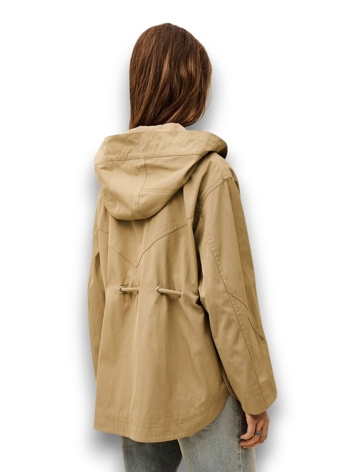 Beige halflange jas met kap Ilio BA&SH