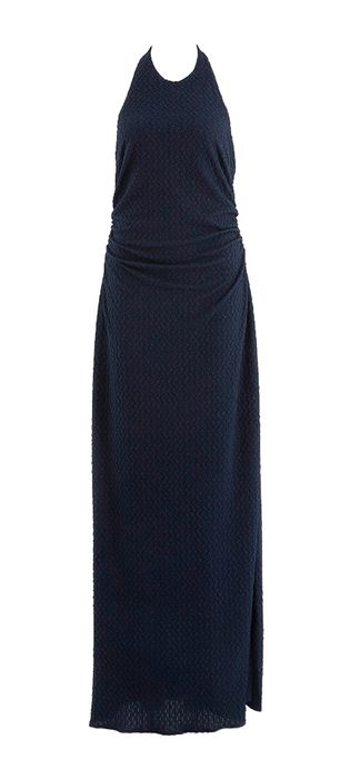Blauwe halter jurk met strutuur Swing