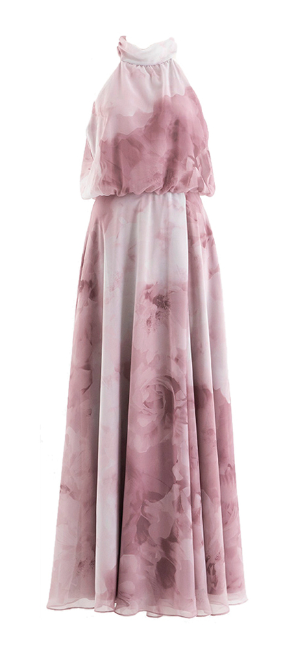 Roze feestelijke jurk met bloemenprint Swing
