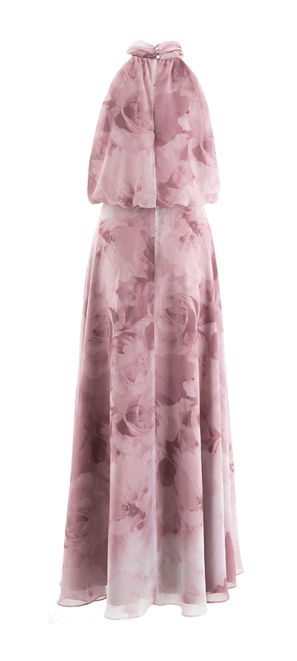 Roze feestelijke jurk met bloemenprint Swing