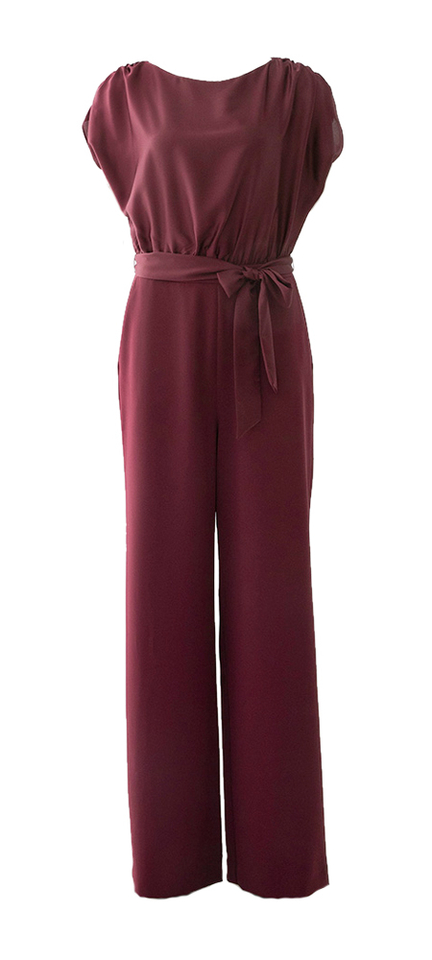 Bordeaux feestelijke jumpsuit met knoop detail Swing