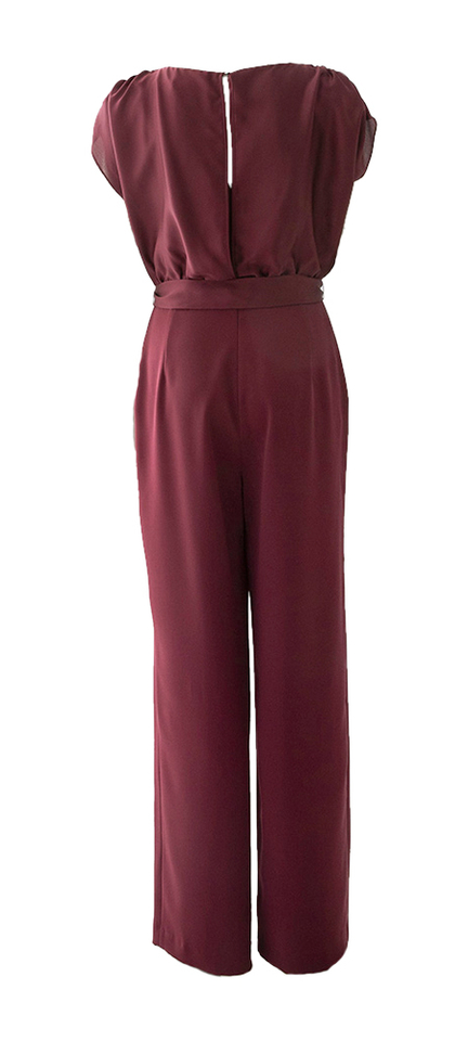 Bordeaux feestelijke jumpsuit met knoop detail Swing