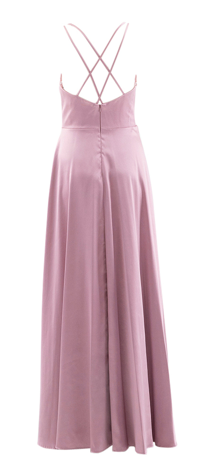 Roze zijdenlook jurk met stropdetail Swing