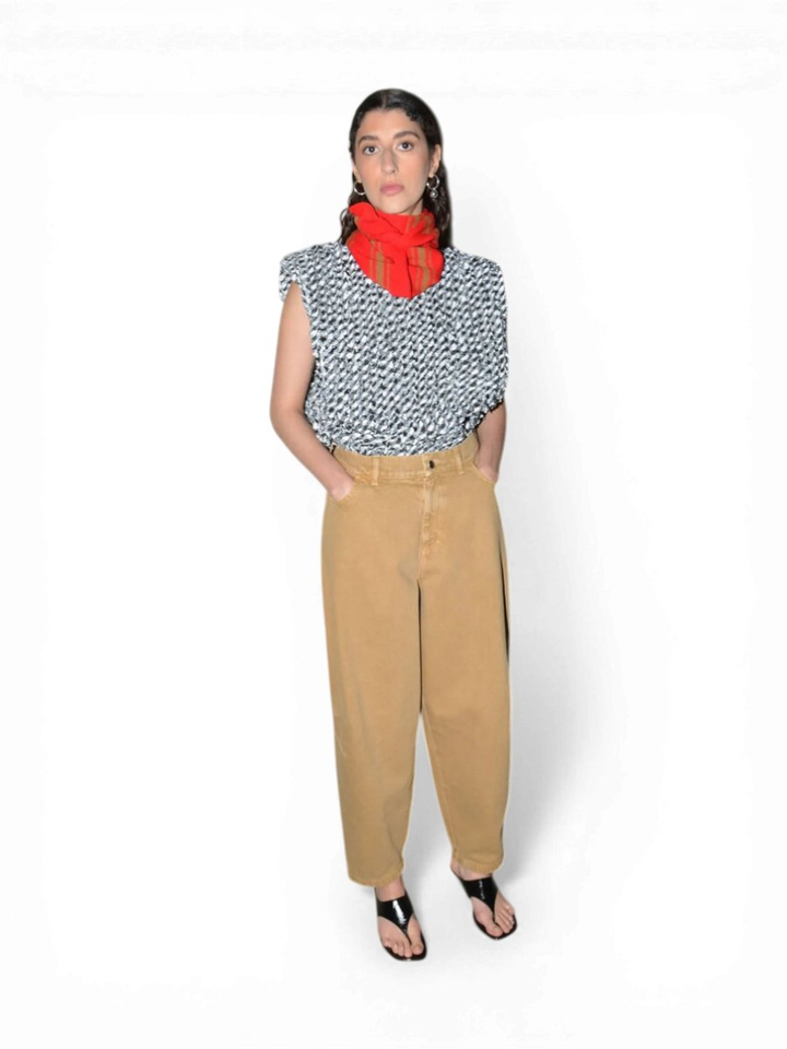 Camelkleurige barrel broek Pattia Collectors Club