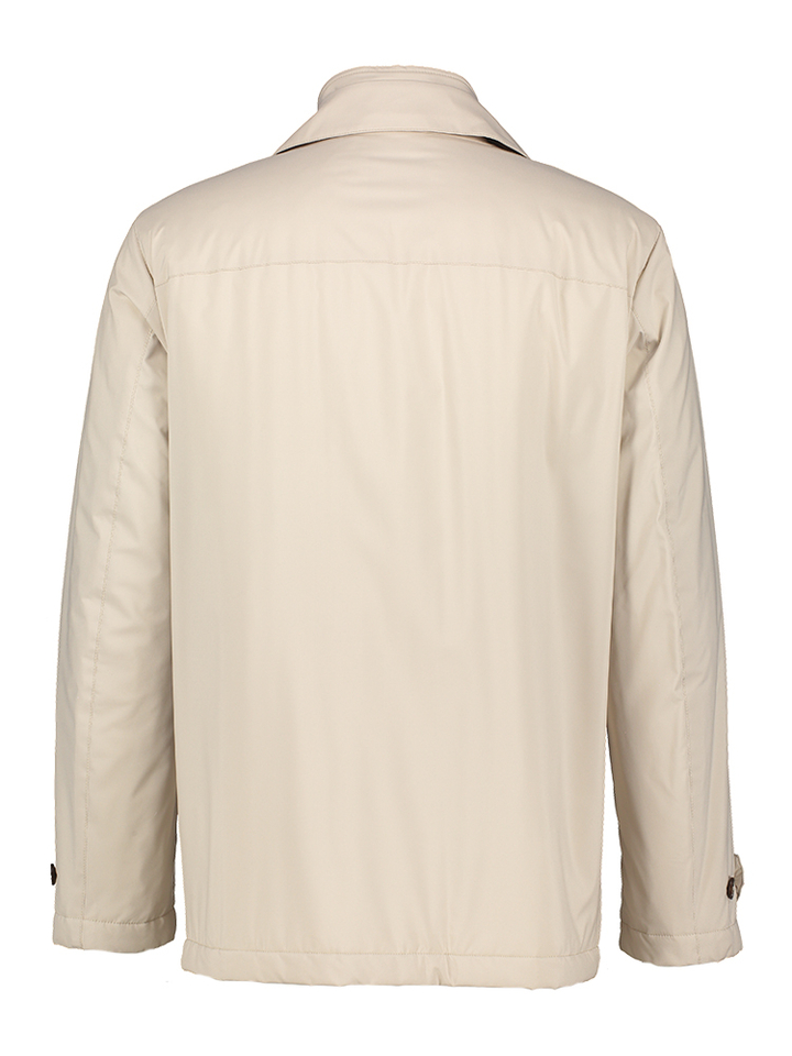 Beige halflange jas met kraag detail jas Nam Fay