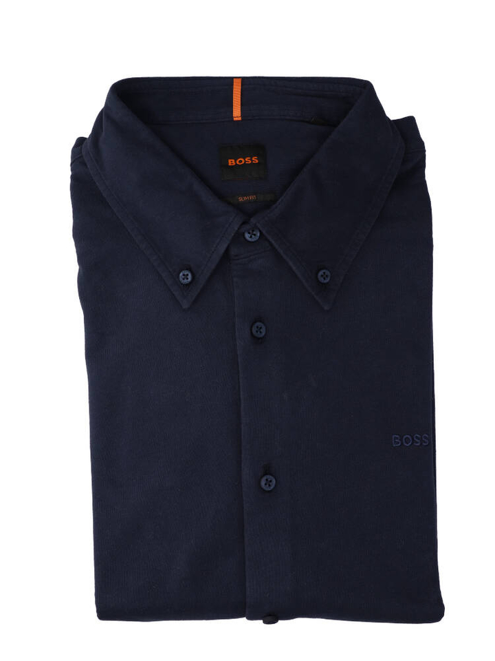 Donkerblauw katoenen hemd (slim fit) met lange mouwen Hugo Boss