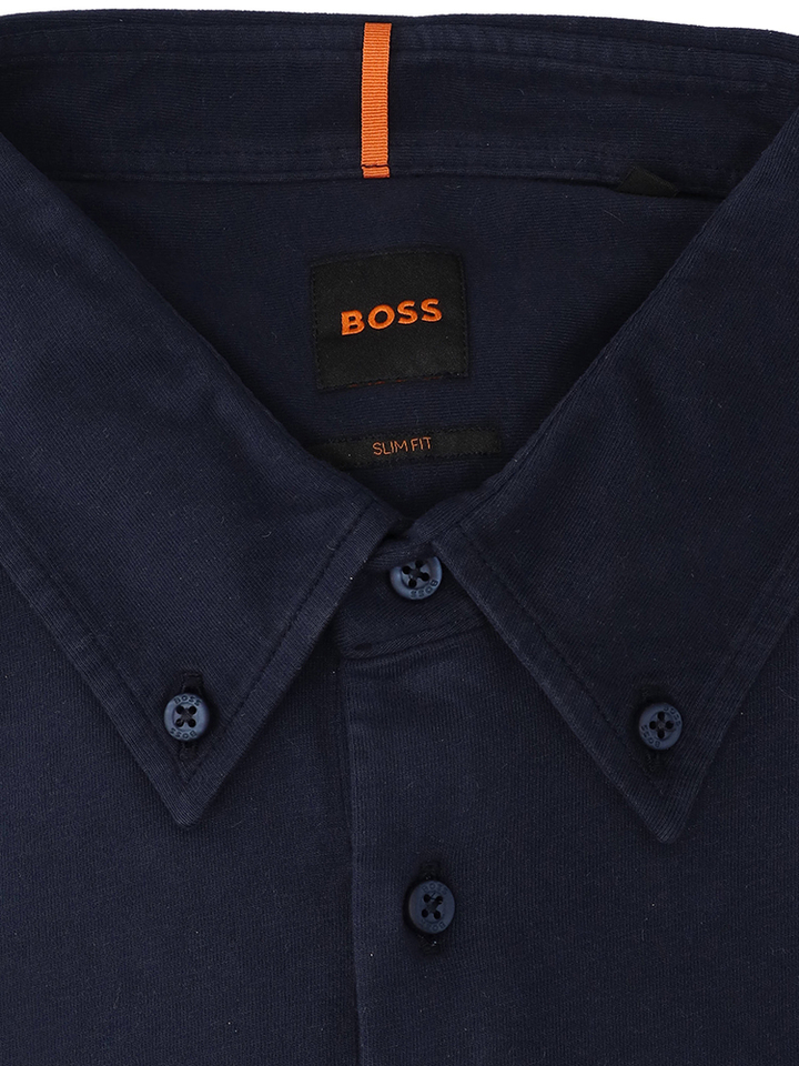 Donkerblauw katoenen hemd (slim fit) met lange mouwen Hugo Boss