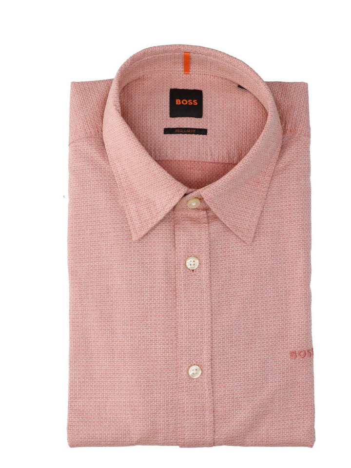 Oranje katoenen hemd (regular fit) met details en lange mouwen Hugo Boss 