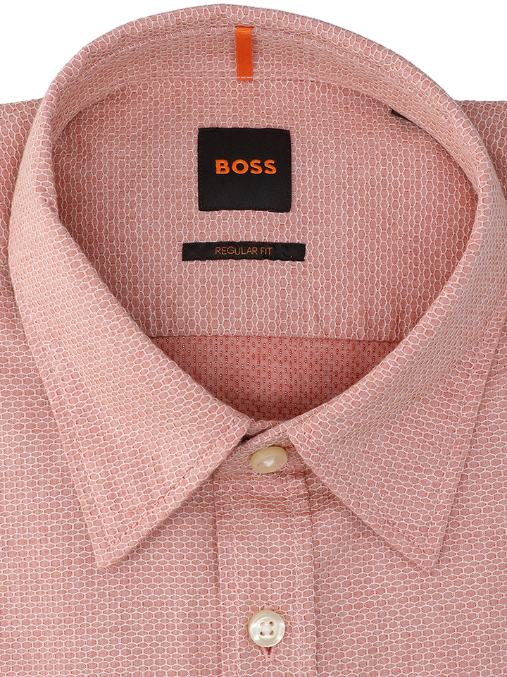 Oranje katoenen hemd (regular fit) met details en lange mouwen Hugo Boss 