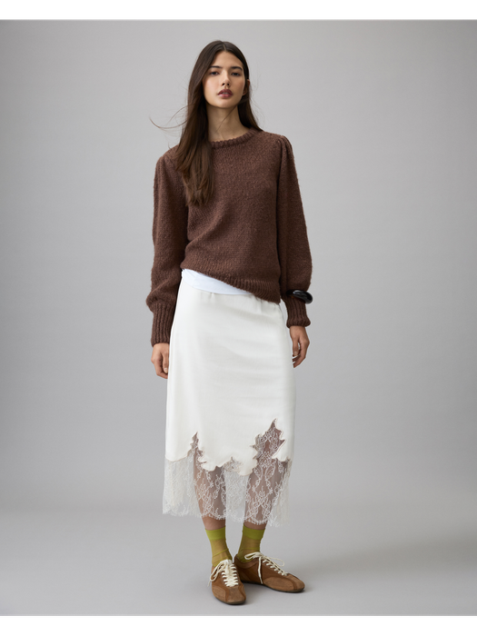 Beige rok met kanten boord Visabel Vila