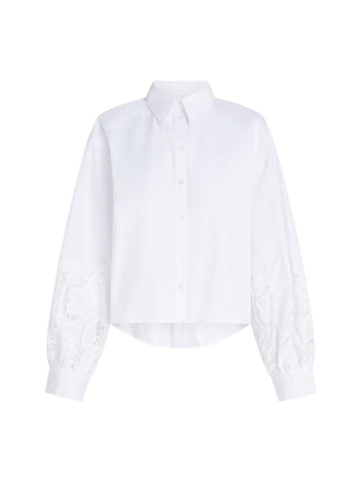 Witte bloes met kanten detail Amal Beaumont
