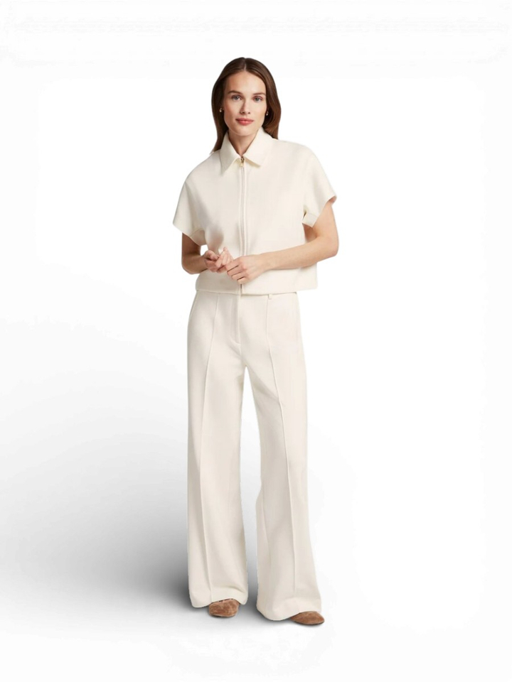 Creme kleurige wijde geklede broek Yuka Beaumont