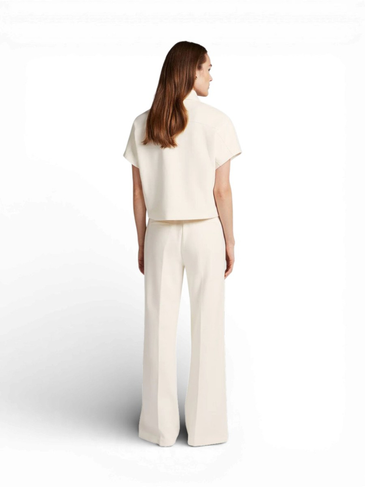 Creme kleurige wijde geklede broek Yuka Beaumont
