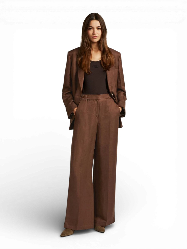 Bruine wijde broek Girona Beaumont 