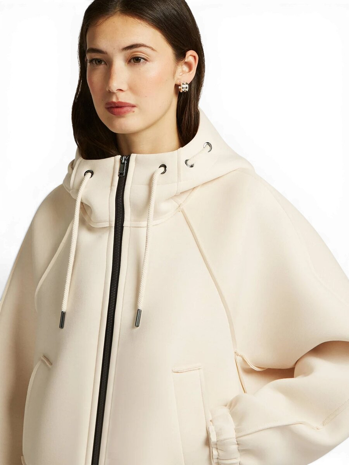 Beige oversized jas met rits en kap Tamar Beaumont 